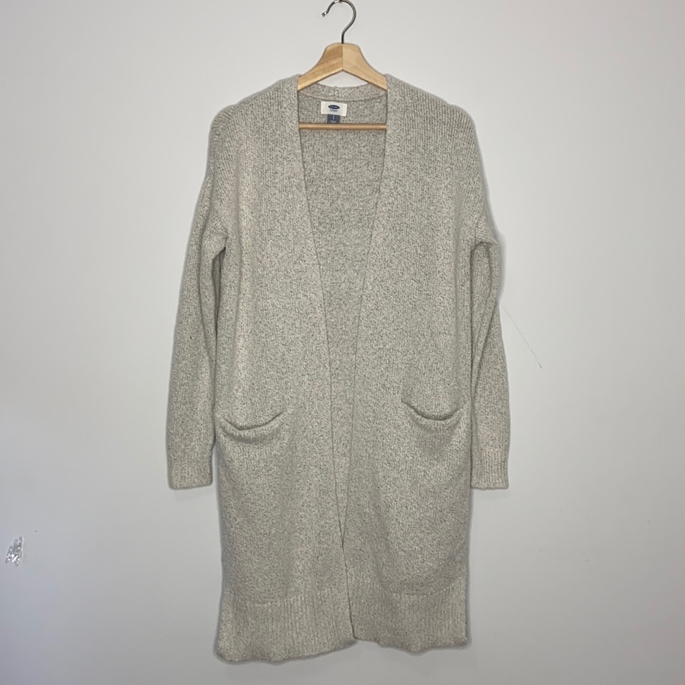 Old Navy Midi Speckled Open Front Knit Cardigan